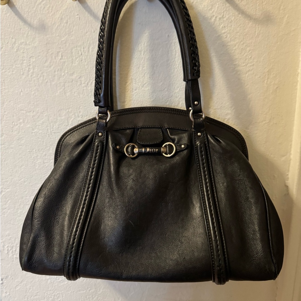 Christian Dior Black Leather Frame Handbag